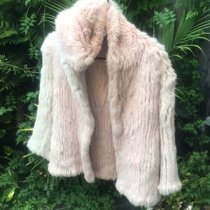 Pink authentic rabbit fur jacket